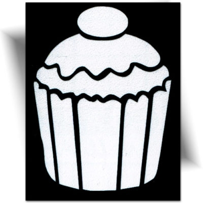 Pochoir pour tatouage paillette / Motif : gâteau