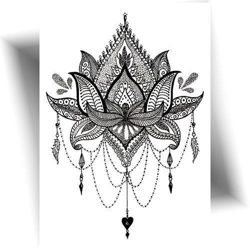 Tatouage temporaire mandala fleur de lotus