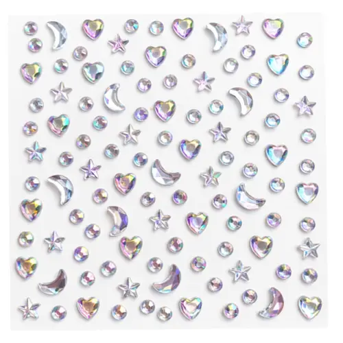 Strass autocollants diamant lune cœur étoile pour maquillage et tatouage pailleté.