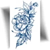 Tatouage fleur de pivoine au jagua, couleur bleu nuit réaliste, longue tenue, élégant et facile à appliquer, parfait pour un style raffiné.
