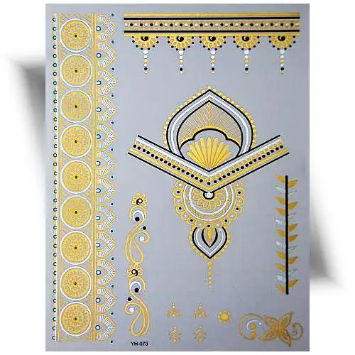 Tatouage éphémère métallique doré, effet bijou de peau.