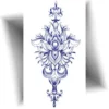Un tatouage temporaire orchidée mandala au jagua, teinté d'un bleu nuit profond, offrant une apparence réaliste et élégante qui dure entre 8 et 15 jours.