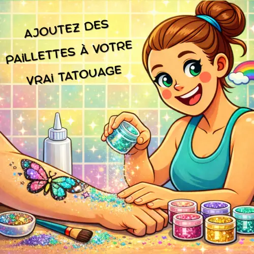 Paillettes cosmétiques pour tatouage permanent.