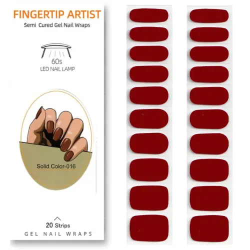 Bandes de vernis gel UV rouge bordeaux – kit 20 bandes semi-permanentes pour manucure maison
