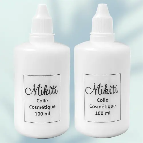 Flacon de colle cosmétique 200 ml, sans latex et hypoallergénique, conçu pour des animations de tatouages paillettes sécurisées, notamment auprès des enfants.