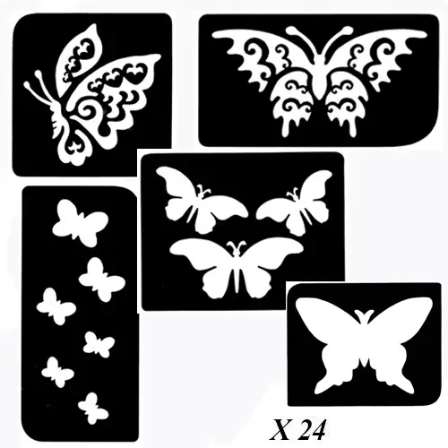 Kit pochoir tatouage papillon – 24 pochoirs adhésifs pour des animations faciles et rapides !