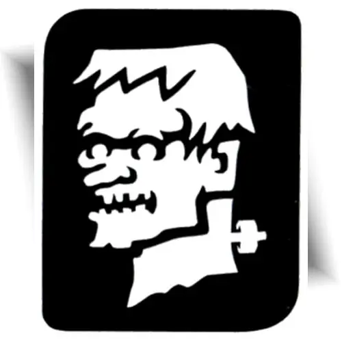Pochoir adhésif Frankenstein – réalisez des tatouages éphémères pour vos fêtes et vos ateliers créatifs.