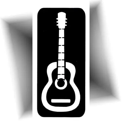 Pochoir tatouage en forme de guitare pour réaliser des tatouages éphémères.