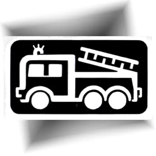 Pochoir tatouage camion de pompier adhésif utilisé pour créer un tatouage éphémère.