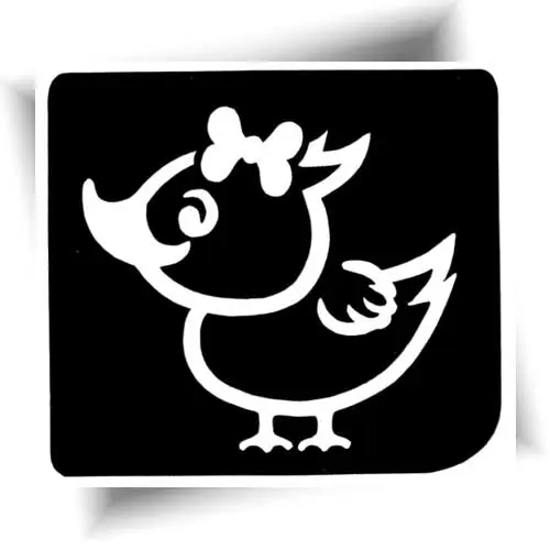 Pochoir tatouage canard adhésif pour réaliser un tatouage éphémère pailleté enfant lors d’anniversaires, fêtes d’école et animations.