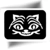 Pochoir tatouage chat pop inspiré d'une série culte - motif tête de chat tendance tatouage pailleté facile