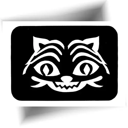 Pochoir tatouage chat pop inspiré d'une série culte - motif tête de chat tendance tatouage pailleté facile