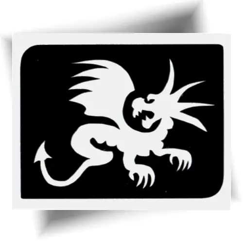 Pochoir adhésif pour tatouage éphémère représentant un dragon fantastique