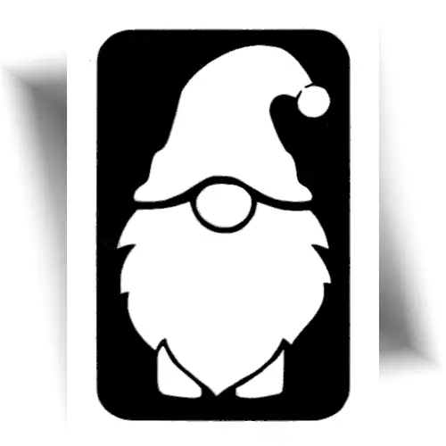 Pochoir adhésif gnome de Noël pour tatouage éphémère à paillettes, idéal pour les animations festives et les enfants dès 3 ans.