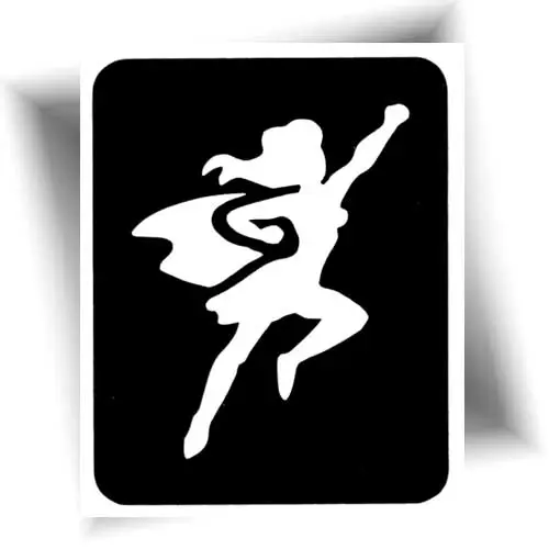 Pochoir autocollant super héroïne pour tatouage éphémère enfant.