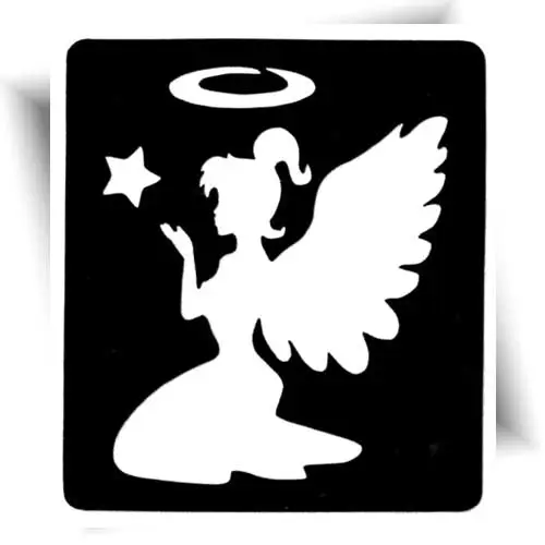 Pochoir adhésif Ange pour tatouage éphémère, en vinyle autocollant, idéal pour Noël et les activités enfants.