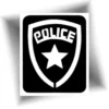 Pochoir tatouage éphémère badge policier, adhésif et facile à appliquer, idéal pour les enfants dès 3 ans, avec paillettes ou encre cosmétique.