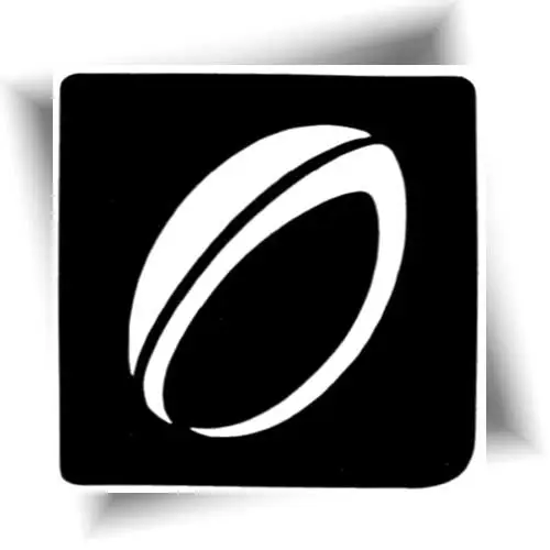 Pochoir adhésif ballon de rugby pour réaliser un tatouage temporaire sportif avec paillettes, encre ou peinture corporelle.