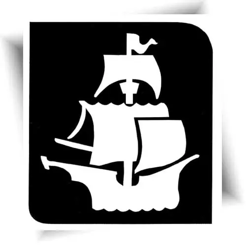 Pochoir adhésif bateau pirate permettant de créer un tatouage éphémère, à associer avec d’autres motifs comme la sirène ou le coquillage pour une animation thématique.