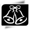 Pochoir tatouage cloche, utilisé pour créer des tatouages temporaires scintillants pour les fêtes de Noël et de Pâques.