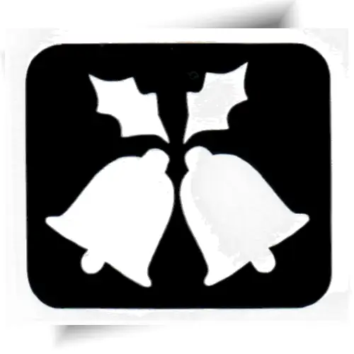 Pochoir tatouage cloche, utilisé pour créer des tatouages temporaires scintillants pour les fêtes de Noël et de Pâques.