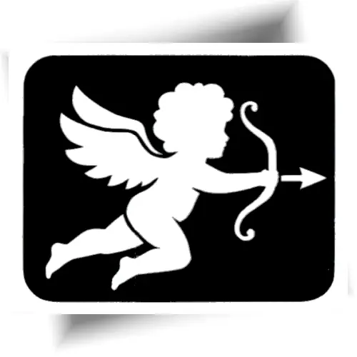Pochoir autocollant cupidon pour réaliser un tatouage éphémère avec facilité.
