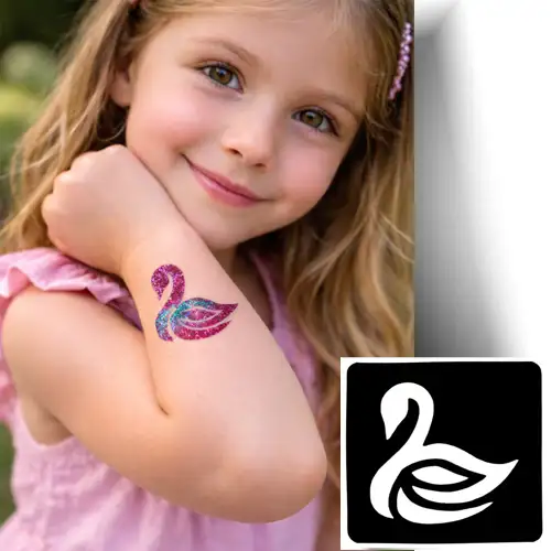 Pochoir tatouage cygne, pour créer des tatouages éphémères, facilement.