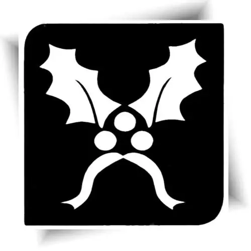 Pochoir tatouage houx adhésif pour réaliser un tatouage éphémère pailleté sur le thème de Noël.