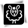 Pochoir adhésif mouton pour tatouages éphémères pailletés, idéal pour les animations festives, les enfants et les événements créatifs.