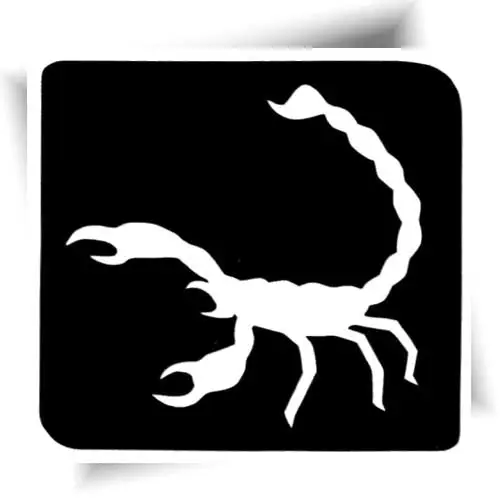 Pochoir adhésif pour réaliser un tatouage éphémère scorpion.