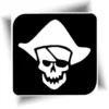 Pochoir tatouage Pirate Skull pour enfants, idéal pour des animations avec des paillettes lors d'événements festifs. Facile à utiliser et adapté aux enfants de 3 ans et plus.