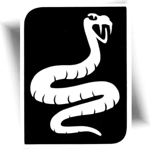 Pochoir tatouage serpent – Stencil adhésif pour tatouages temporaires avec paillettes ou maquillage, facile à utiliser et sûr pour la peau.