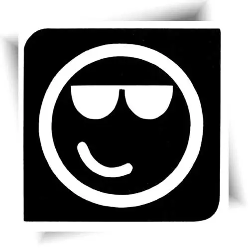 Pochoir tatouage smiley lunette pour créer un tatouage temporaire pailleté avec colle cosmétique et paillettes colorées.