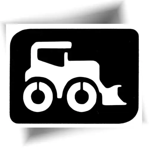 Pochoir tatouage représentant un tracteur, utilisé pour créer des tatouages éphémères avec paillettes ou encre cosmétique.