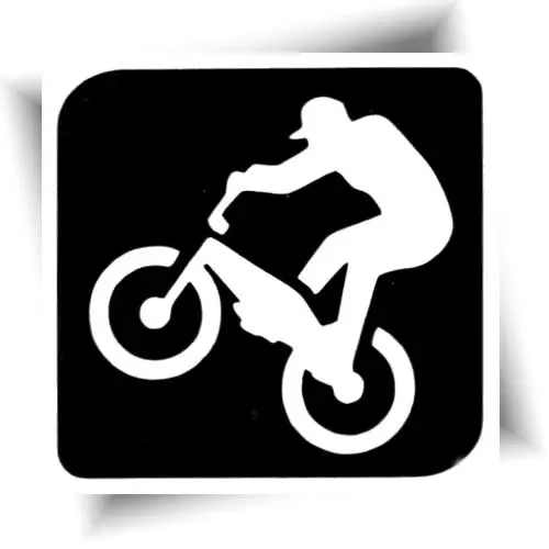Pochoir tatouage représentant un cycliste en VTT, idéal pour réaliser des tatouages éphémères.