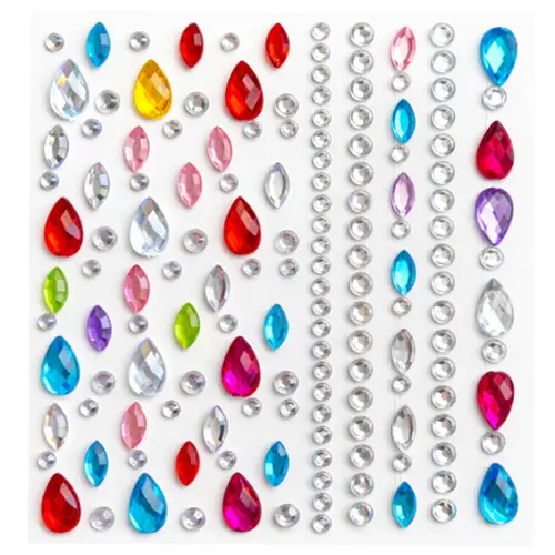 Strass autocollants ovales et ronds multicolores pour maquillage et tatouage pailleté.