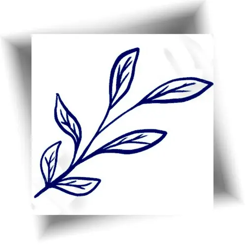 Tatouage semi-permanent branche feuille au jagua, planche minimaliste prête à appliquer, bleu-noir.