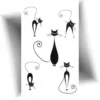 Tatouage temporaire chat noir minimaliste, cinq petits motifs noirs au design moderne.