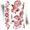 Tatouage temporaire effet henné avec cinq motifs romantiques en forme de cœur, couleur brun naturel.