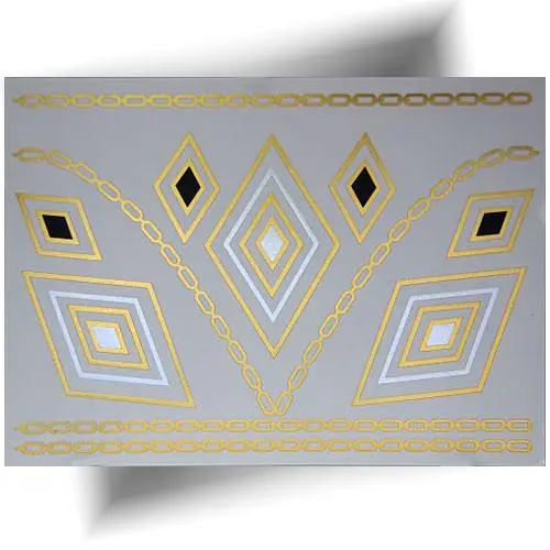 Tatouages Temporaires Métalliques Doré/argenté/noir - Lot De 12 Motifs Tendance, Brillants, Pour Fête, été, Style Bijou