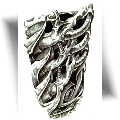 tatouage éphémère bio organique au motif futuriste