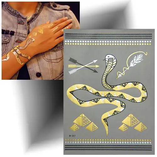 Tatouage éphémère serpent doré - tatouage métallique effet bijou de peau