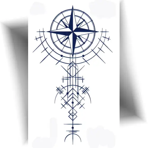 Tatouage semi-permanent étoile nautique à 8 branches au jagua