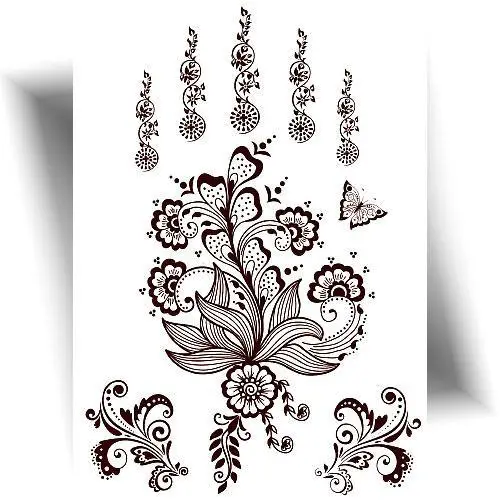 Tatouage éphémère henné fleur brun foncé