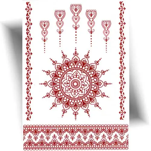 Tatouage henné mandala main, motif oriental fin et détaillé, style bohème Mehndi.