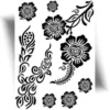 Tatouage temporaire henné noir floral, look bohème et oriental, sans produits chimiques, facile à appliquer et à retirer.