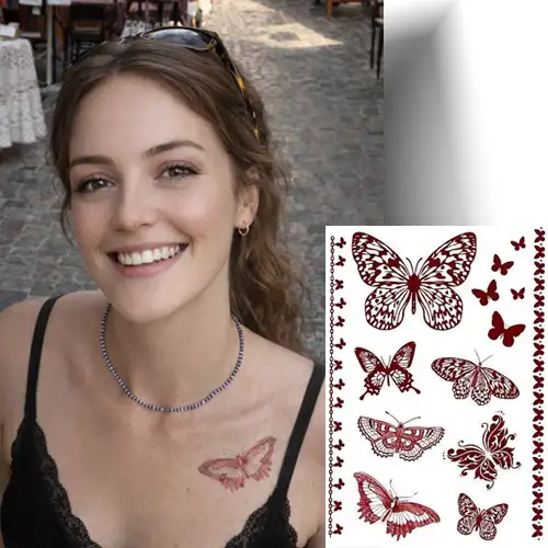 Transformez votre look sans effort avec ce tatouage henné papillons éphémères.