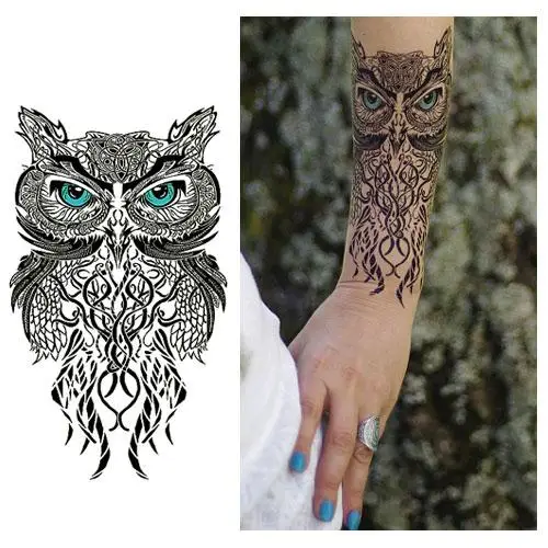 Tatouage éphémère hibou tribal