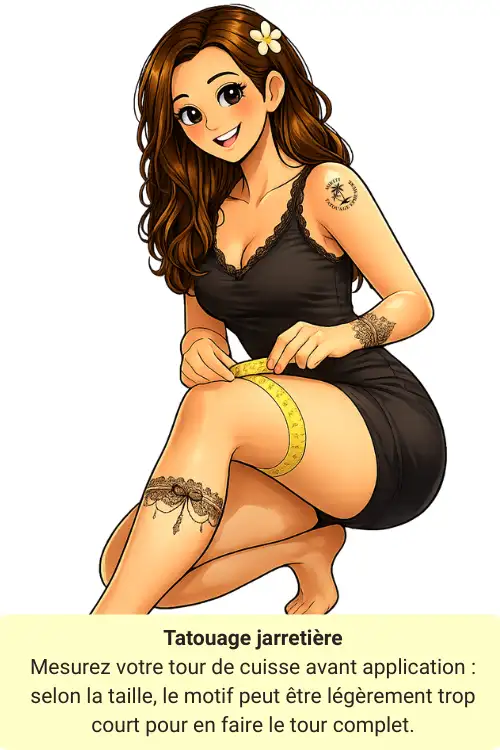 Pensez à mesurer votre tour de cuisse avant l’application d'un tatouage jarretière.