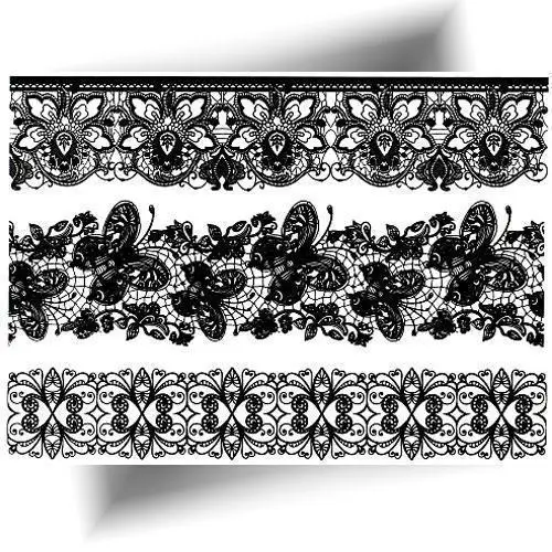 Tatouage temporaire motif dentelle noire avec papillons, jarretière pour la cuisse.